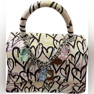 ALDO Mini Top Handle Bag | NWT-Condition | Heart Print + Teddy Bear Charms